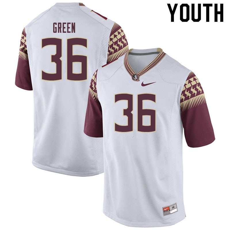 Youth #36 Renardo Green Florida State Seminoles College Football Jerseys Sale-White - Click Image to Close